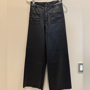 Zara Black Faux Leather Trousers
